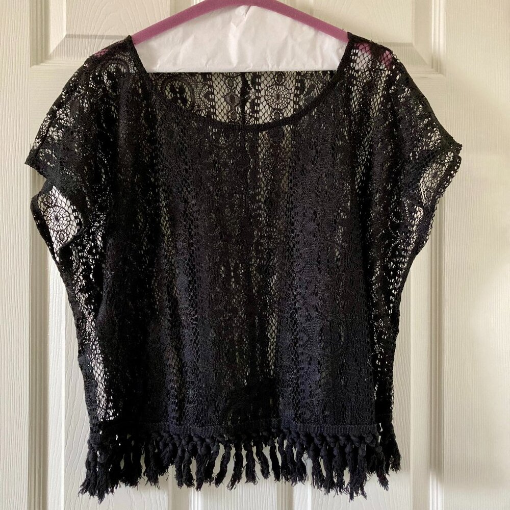 Great Condition, Crochet Lace Top, Black